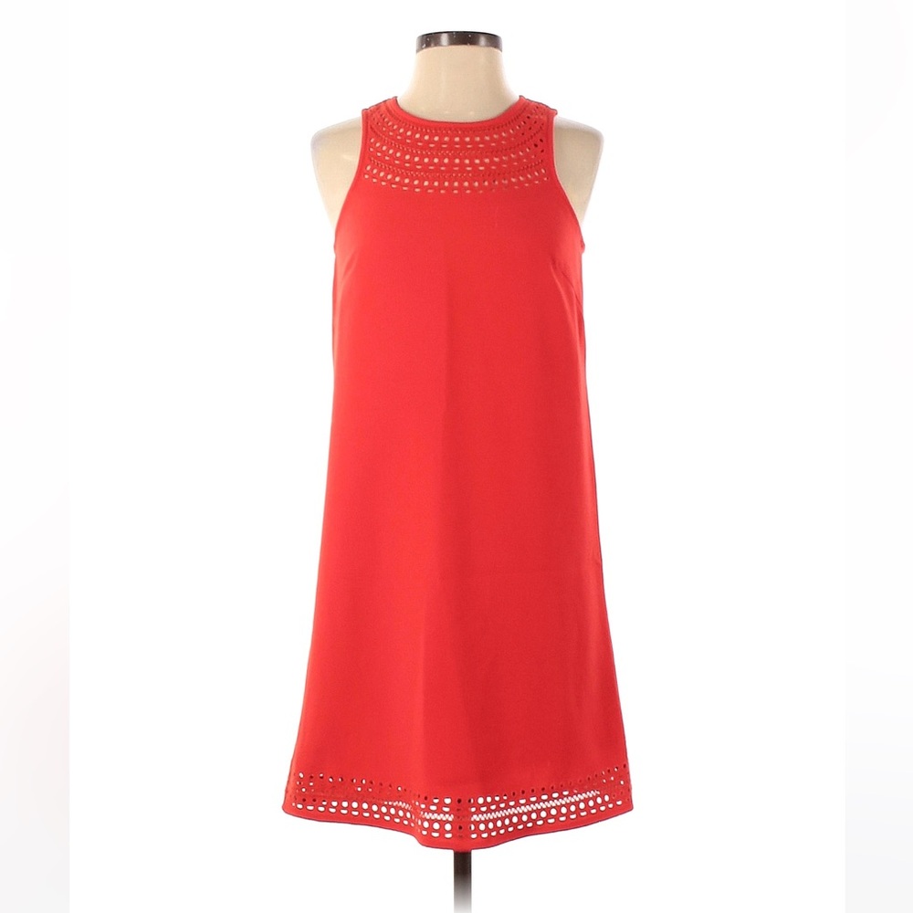 Trina Turk Red A-Line Midi Dress with Cut Out